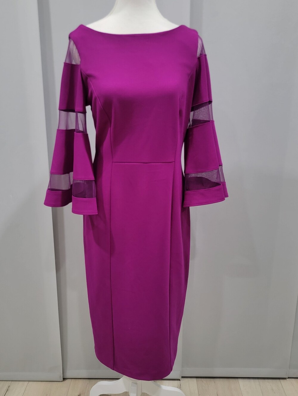Joseph Ribkoff Magenta Cold-Shoulder Sheath Dress